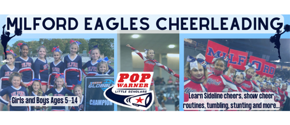 Milford Eagles Cheer- Where champions are made!!  Join the Eagles Family open to ages 5-14